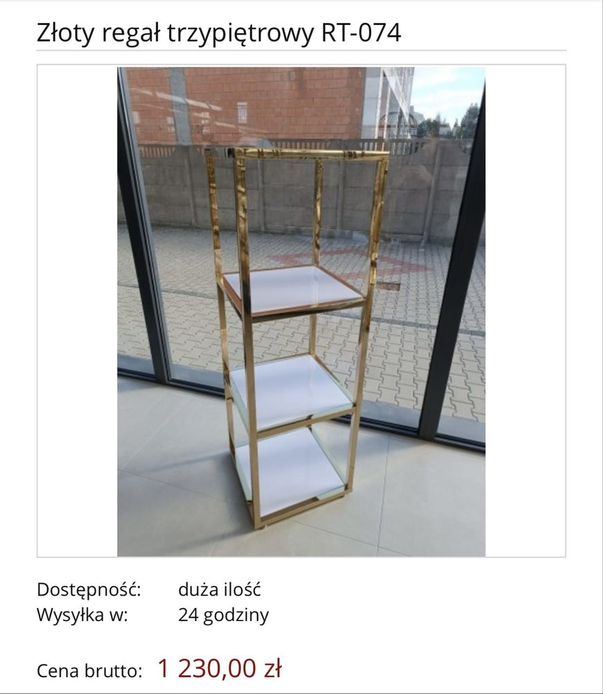 Złoty regał trzypietrowy