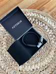 Bransoletka ze stali szlachetnej i skóry Aztorin USB - USB-C