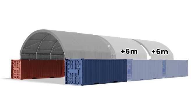 10x18m Namiot ZADASZENIE do kontenerów 2x WEJŚCIE