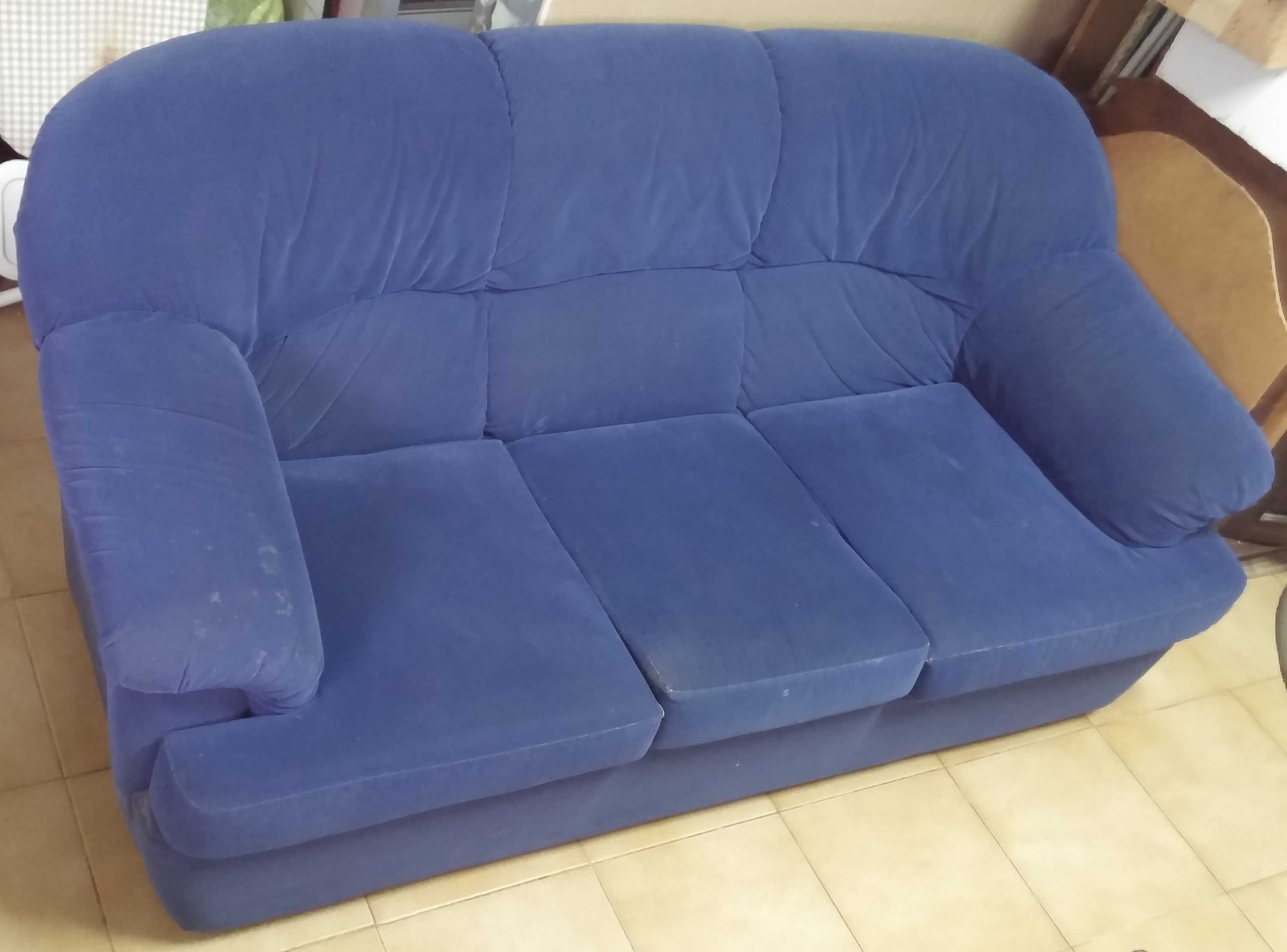Conjunto sofá azul ( sofá grande + pequeno)