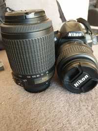 Lustrzanka Nikon D3000 Ob.18-55 II + ob. 55-200 mm VR Torba gratis!