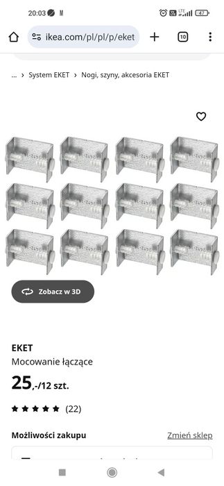 Mocowanie łączące Eket Ikea