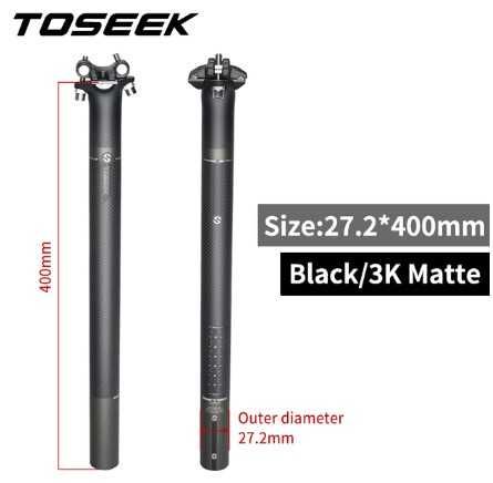 TOSEEK grey Carbon sztyca Offset 0mm 27,2x400 mat karbonowa