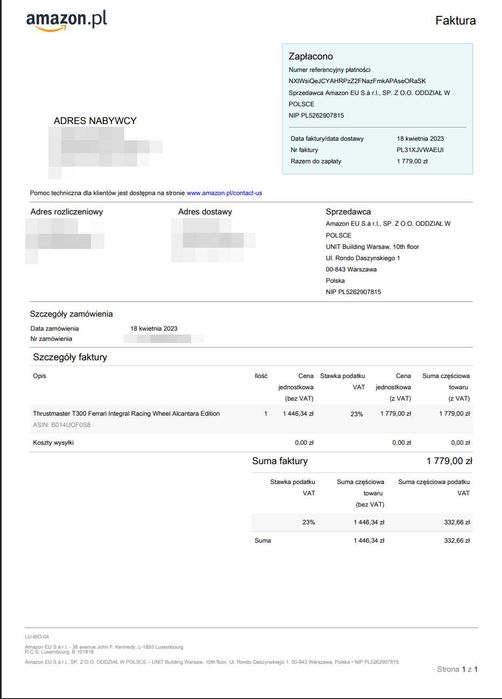 Thrustmaster t300 Alcantara Edition jak nowa + T3PA