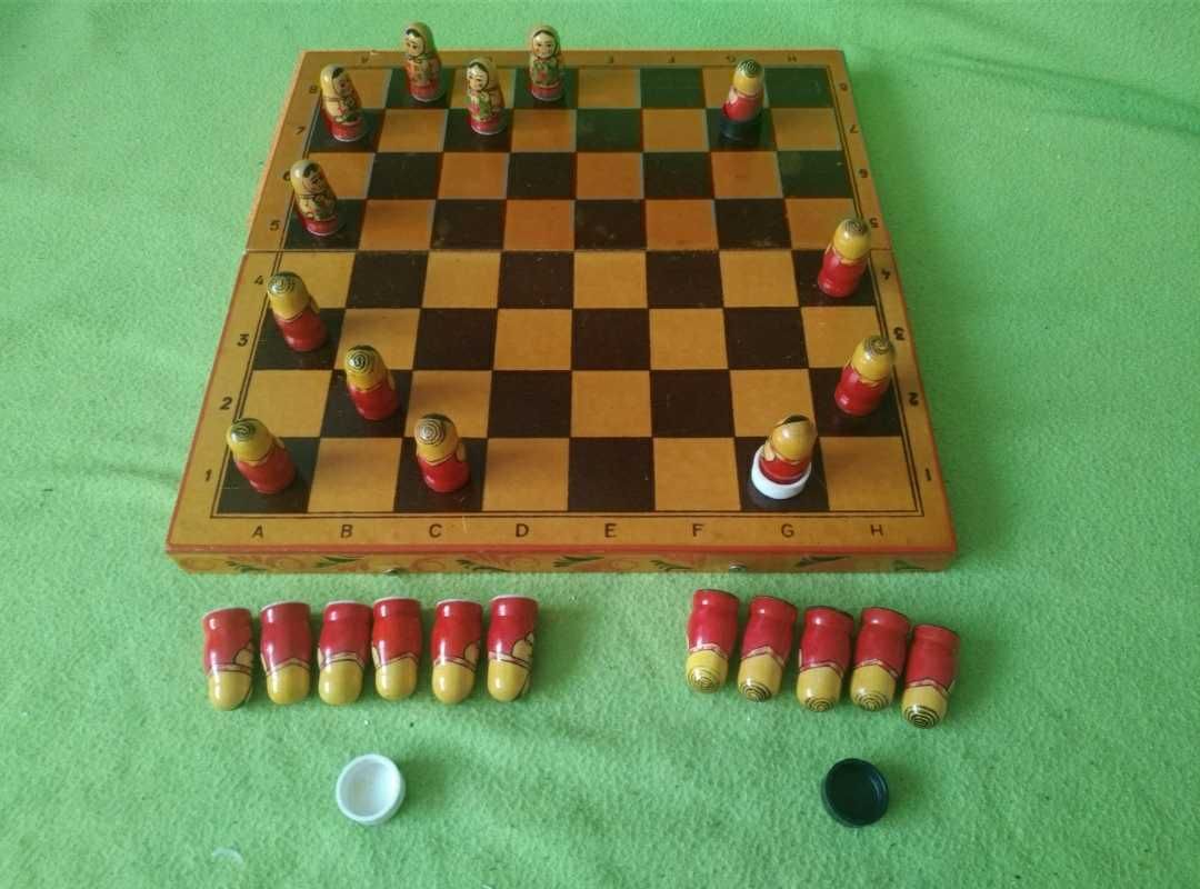 МАТРЕШКИ - шашки, шахматы набор из СССР, ручная РАБОТА!
