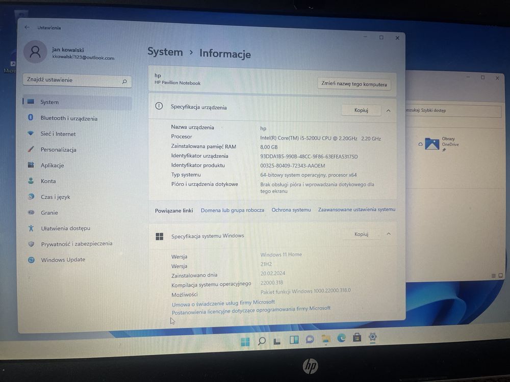 Laptop hp 17.3 sprawny win11