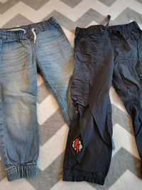 H&M, 2 x spodnie, dżinsy joggersy i cargo , roz. 110