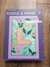 Primark zestaw z układanka i ramką 150 puzzli puzzle literka L