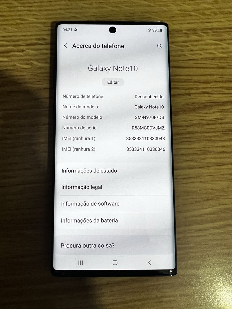 Telemóvel Samsung Galaxy Note10 / Dual Sim/ 256Gb / 8Gb - Como Novo