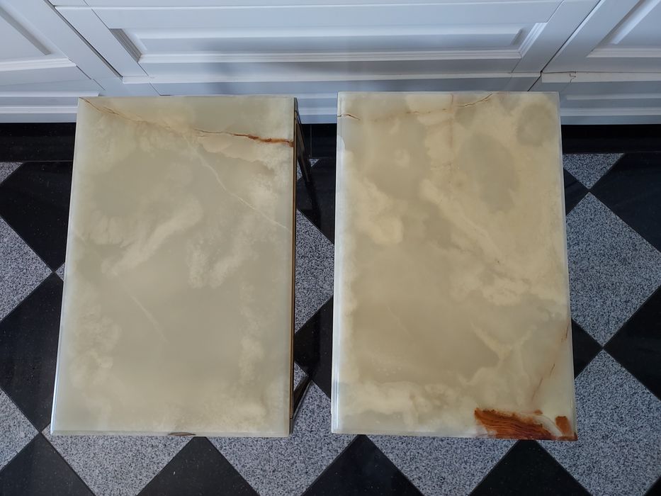 Dwa stoliki stolik pomocnik kawowy onyks granit kamień 60 cm x 40 cm