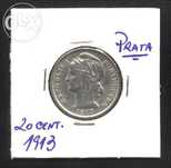 Espadim - Moeda de 20 Centavos de 1913 - Mbc+