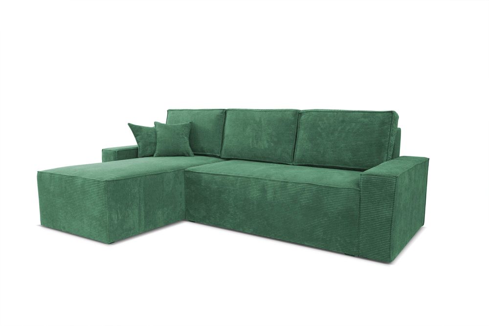 Narożnik z funkcją spania i pojemnikiem na pościel. Sprężyny. Sztruks