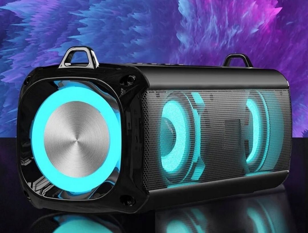 Głośnik bezprzewodowy przenośny LED boombox odtwarzacz bluetooth USB