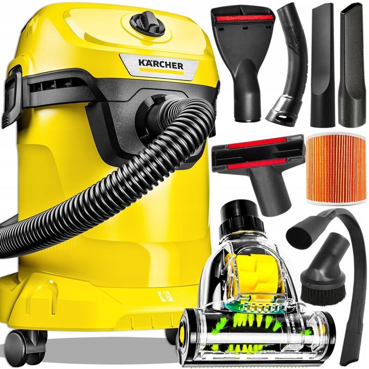 Odkurzacz Przemysłowy Bezworkowy Wd3 Karcher Zestaw Ssawek Turboszczot