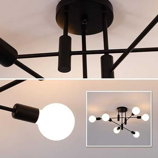 Jiinoo Lampa Sufitowa Sputnik w Stylu Vintage - 6-Punktowa