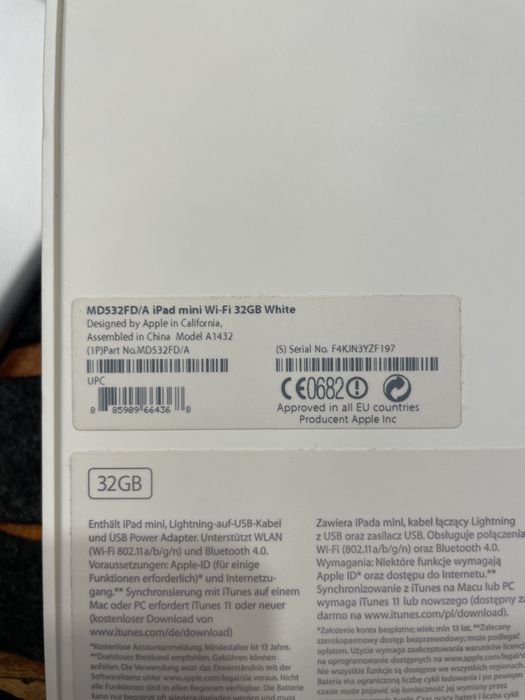 iPad mini 32 GB A1432 + pudełko, ładowarka – stan bardzo dobry