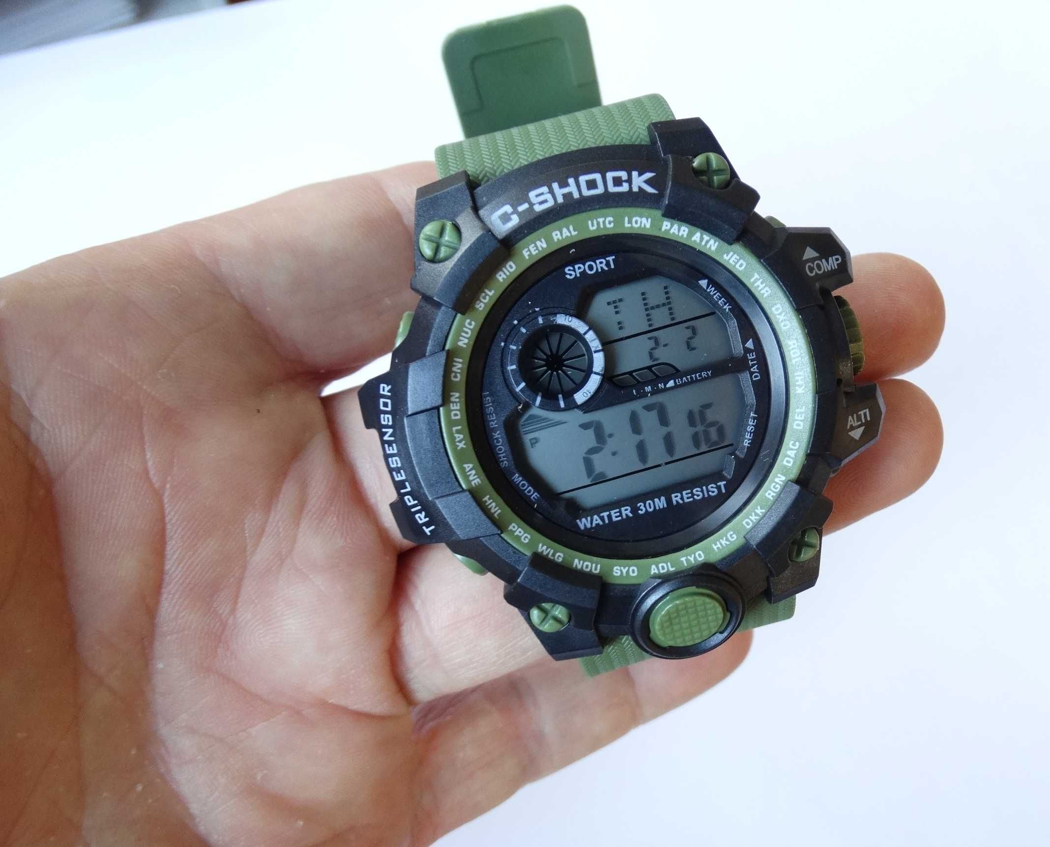 Elektroniczny Zegarek męski militarny C-Shock zielony wojskowy cyfrowy