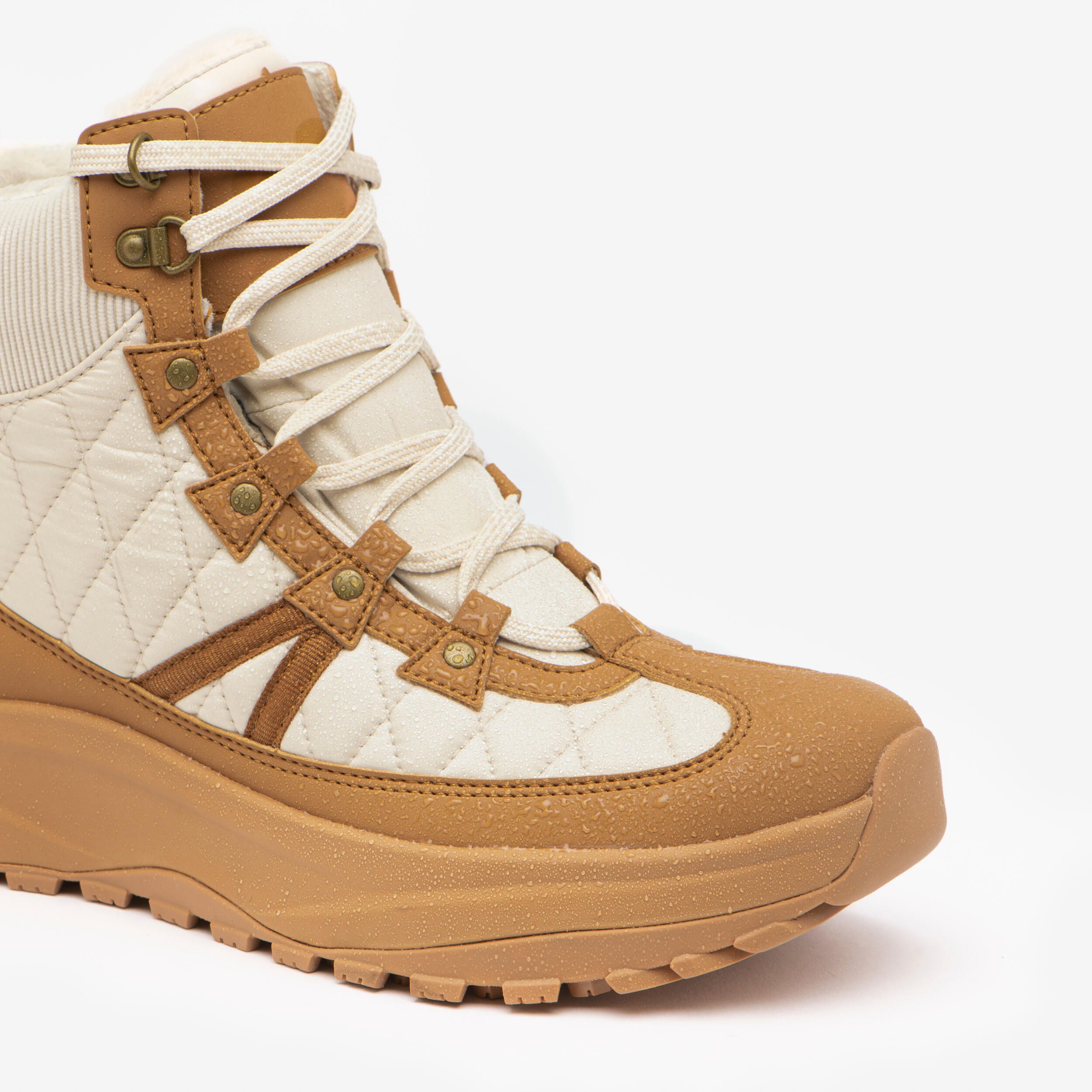 Botas de caminhada quentes e impermeáveis mulher, NH500 Mid