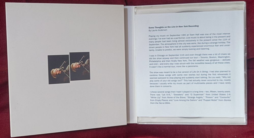 Laurie Anderson "Live at Town Hall NYC Sep 2011" 2CDs RARO