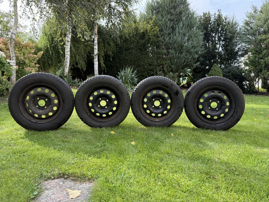 Koła zimowe stalowe R14, nowe opony Dębica, Nokian, 7mm