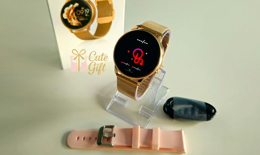 Piękny i Stylowy Zegarek Damski Złota Bransoletka Smartwatch