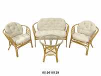 Mobiliário Jardim Rattan -Conj Sofá +2Cadeiras +Mesa Castanho 72 cm