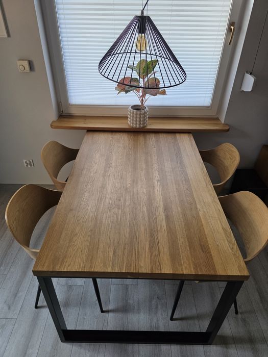 Stół dębowy stal loftowy z dostawkami 140cm 190cm 240cm x 90 cm