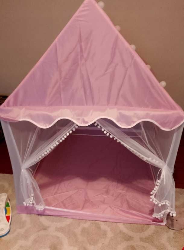 Namiot Domek dla Dzieci Zamek Pałac do Pokoju Ogrodu Domu + Lampki LED