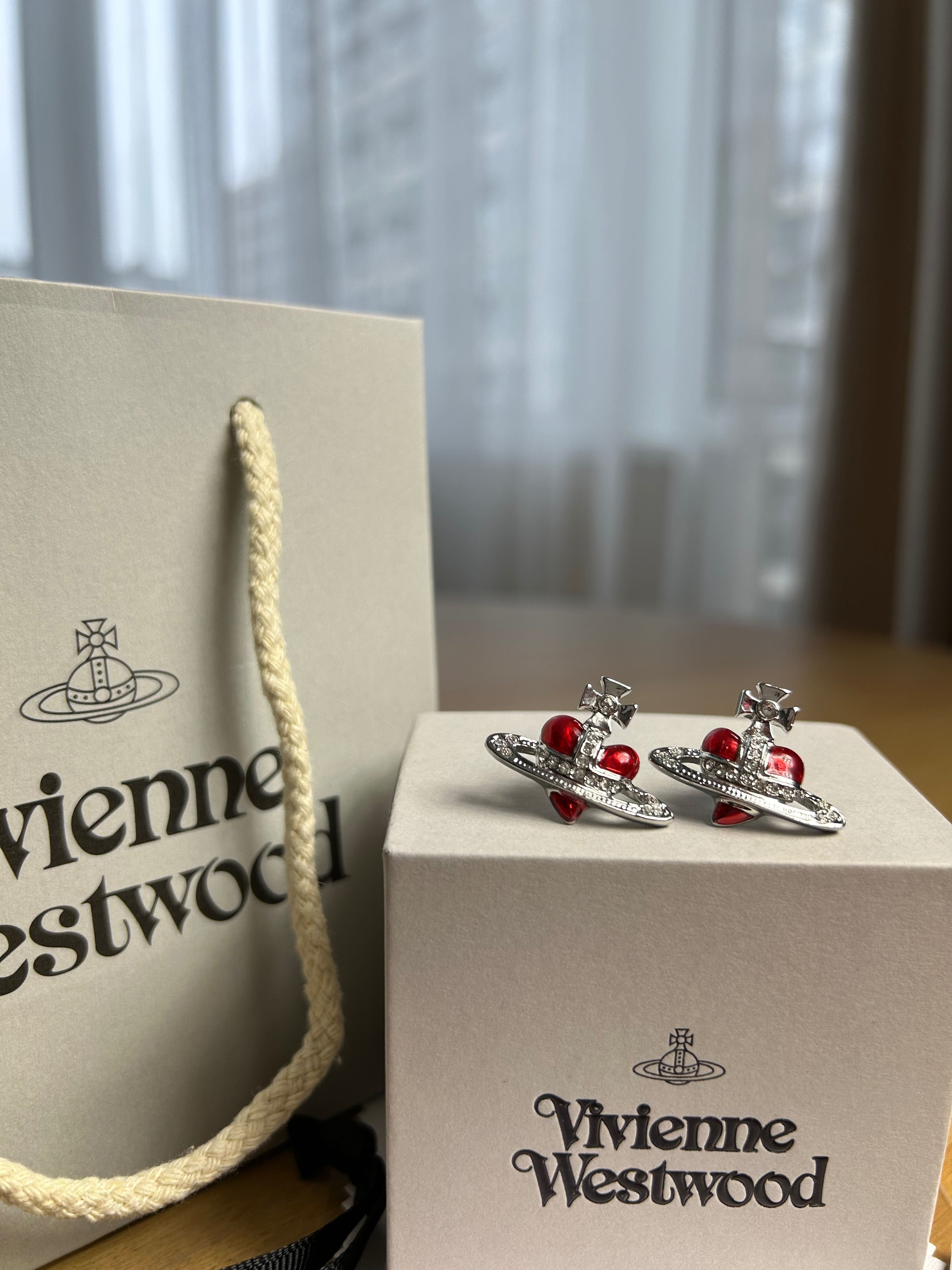 Vivienne Westwood Red Heart Mini Earrings сережки серьги