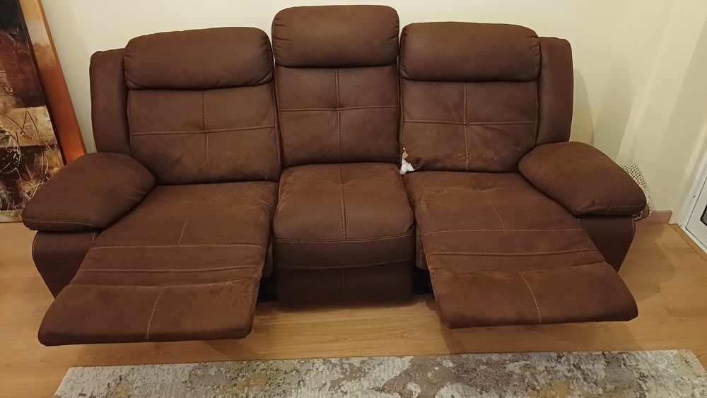 Sofá relaxamento 3 lugares 2 Chaise longue reclináveis