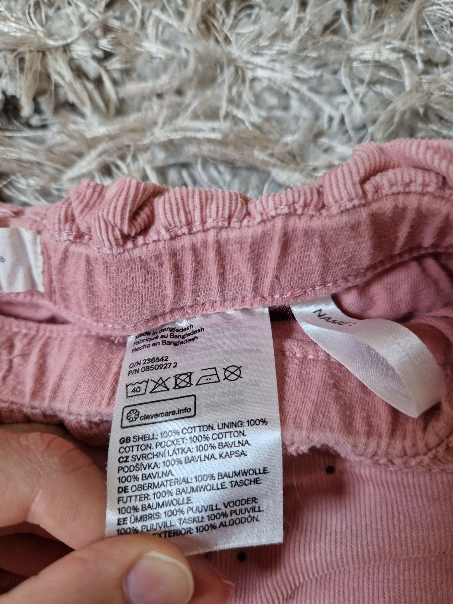 Komplet spodni jeansów sztruskowych różowe kwiaty H&M r. 122 cm