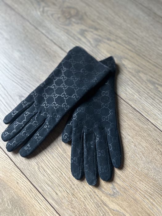 Rękawiczki GG czarne skórzane r. 6,5