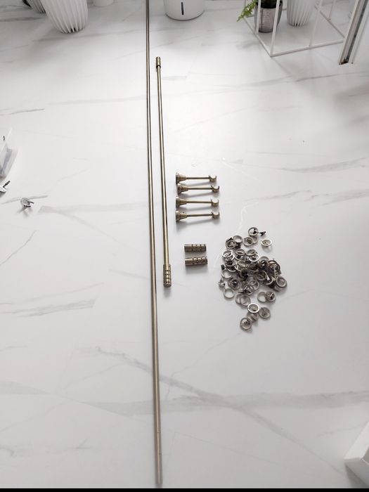 2 szt. karnisz zestaw 240 cm i 120 cm  żabki okno balkonowe haki złote