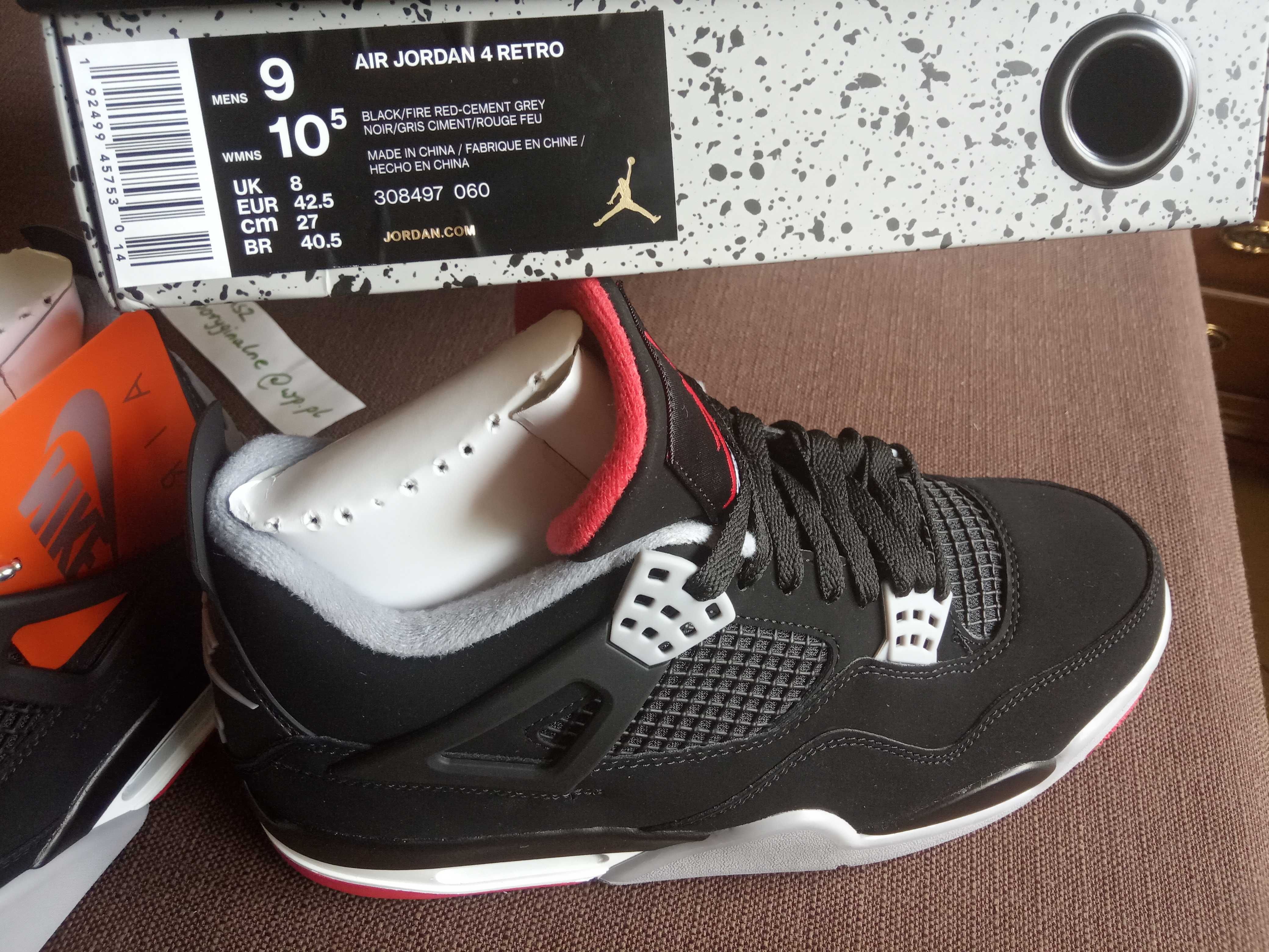 (r. 42,5- us 9) Nike Jordan 4 Retro Bred (2019) kod 308497,-060