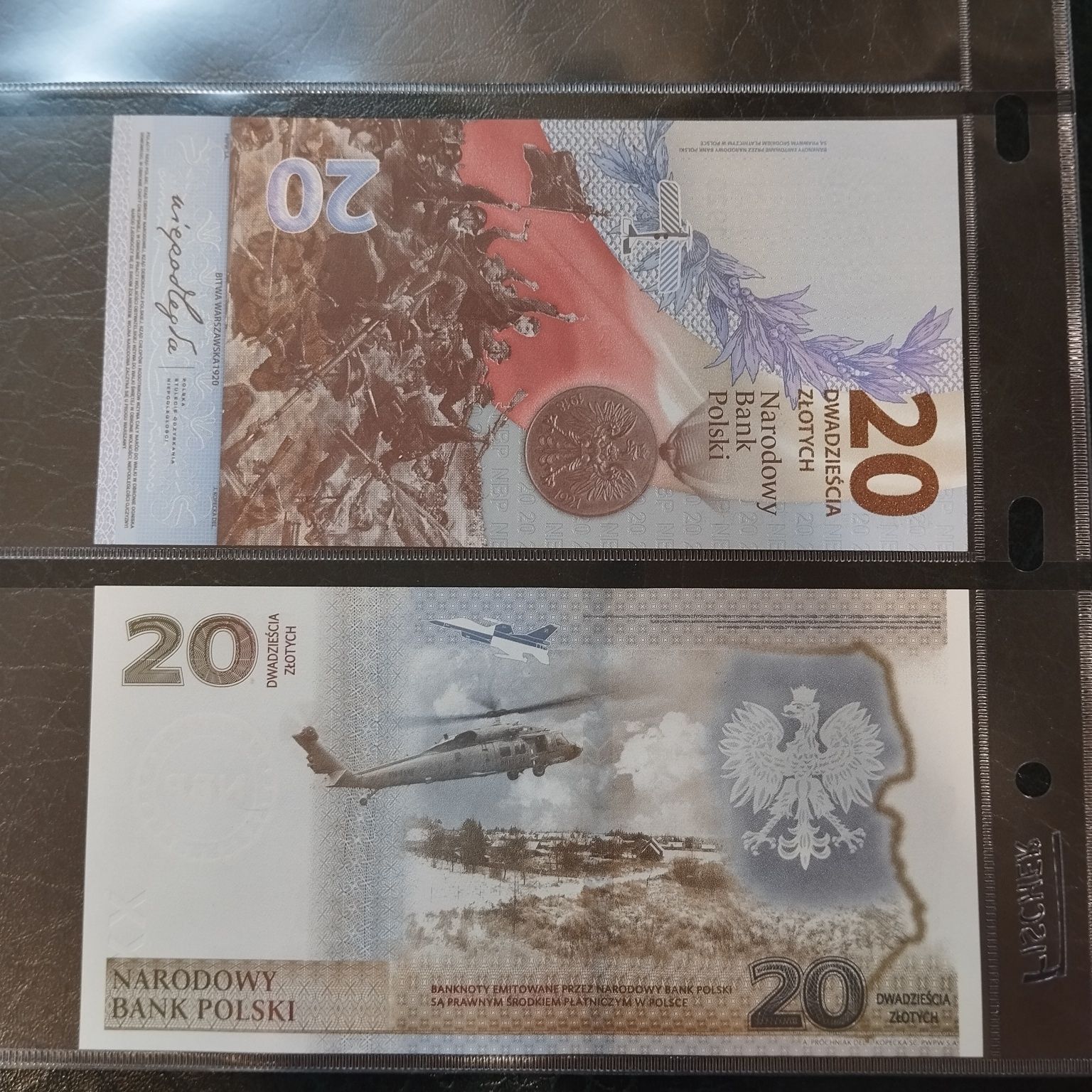 Ten sam nr serii 20 zł kolekcjonerskie banknoty Bitwa & Ochrona