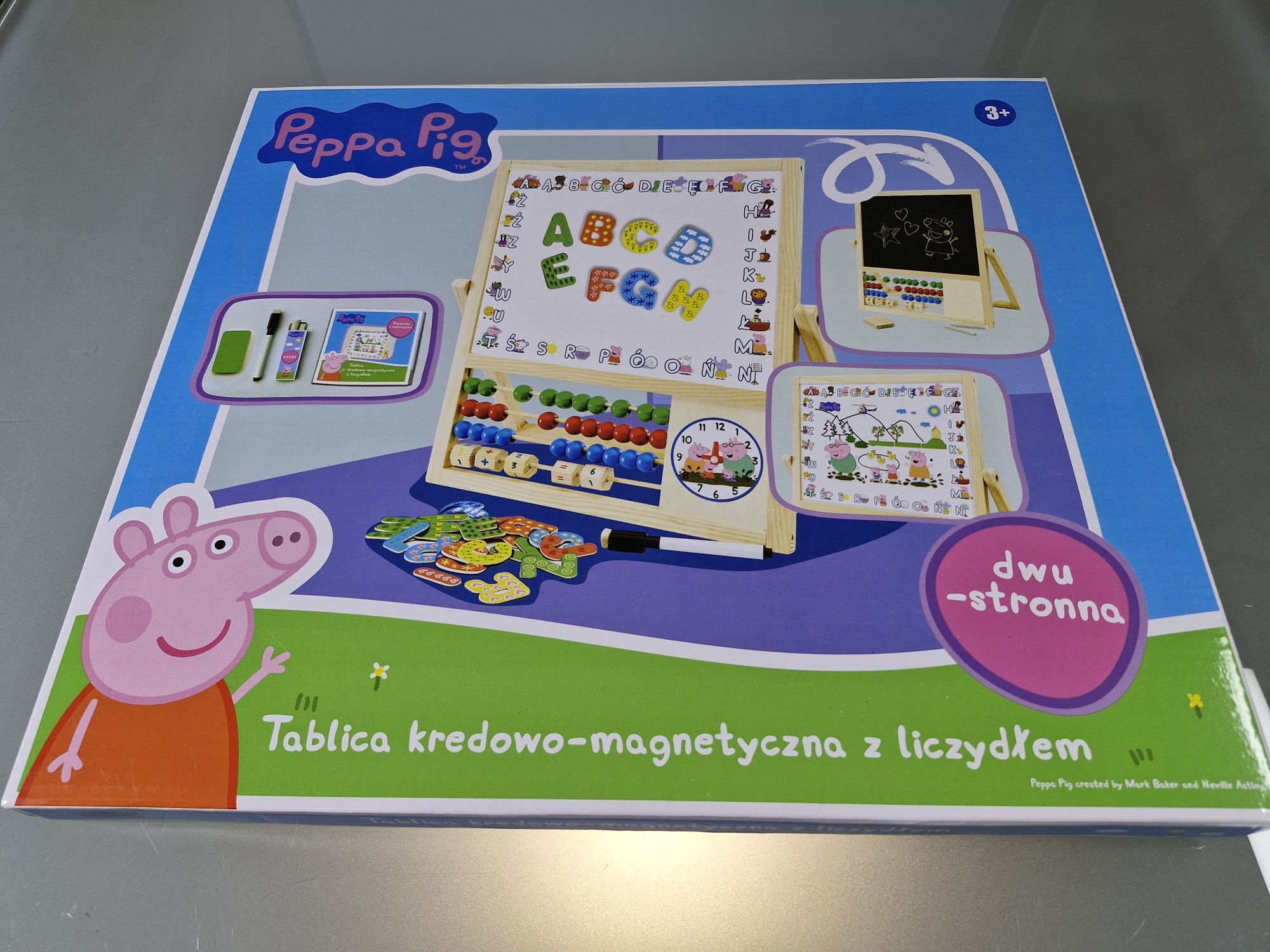 Świnka Peppa Tablica Drewniana Obrotowa Magnetyczna i Kredowa