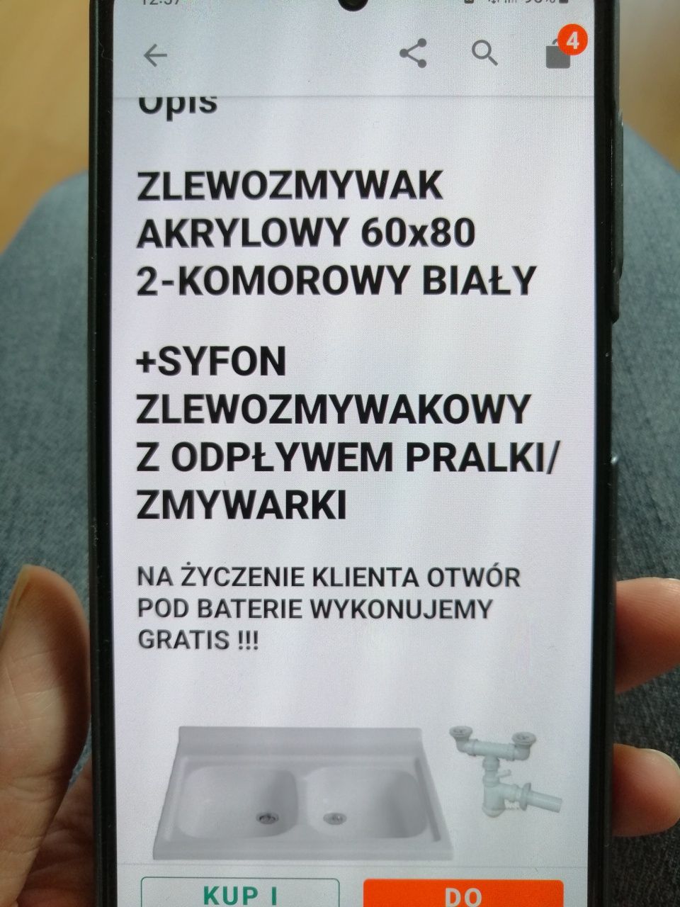 Zlew biały z zestawem Nowy