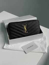 Жіночий гаманець шкіра Saint Laurent женский кошелек черный кожа сумка