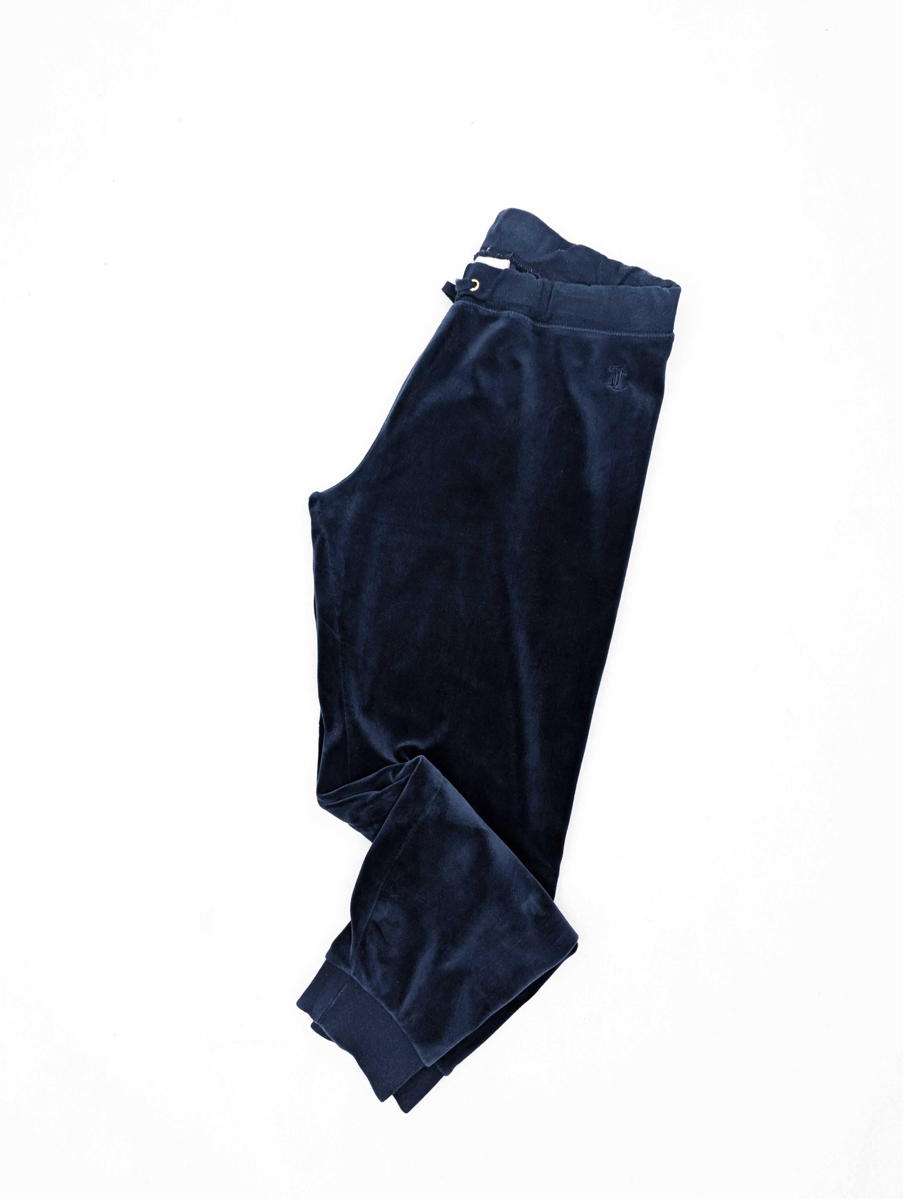 Juicy Couture granatowe spodnie welurowe L