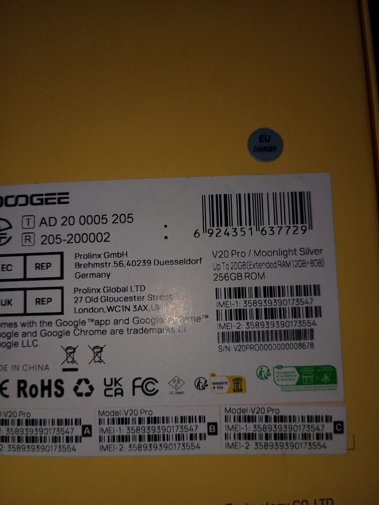 Pancerny Doogee v 20 pro termowzja