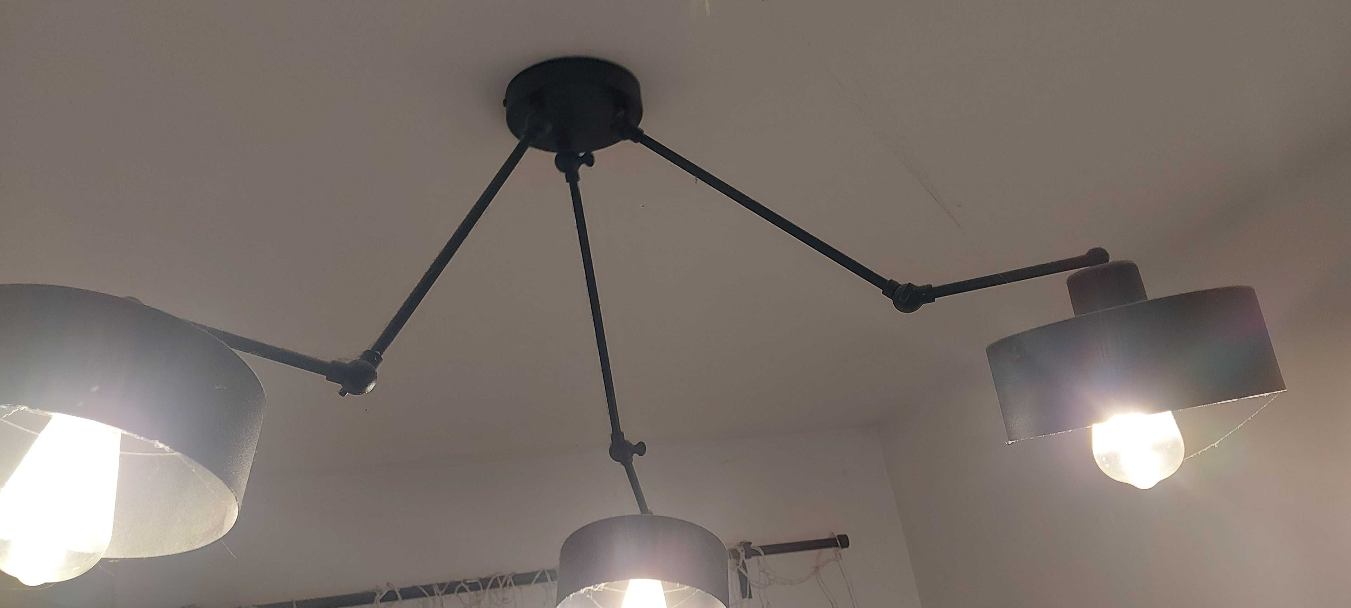 Lampa czarna loft potrojna