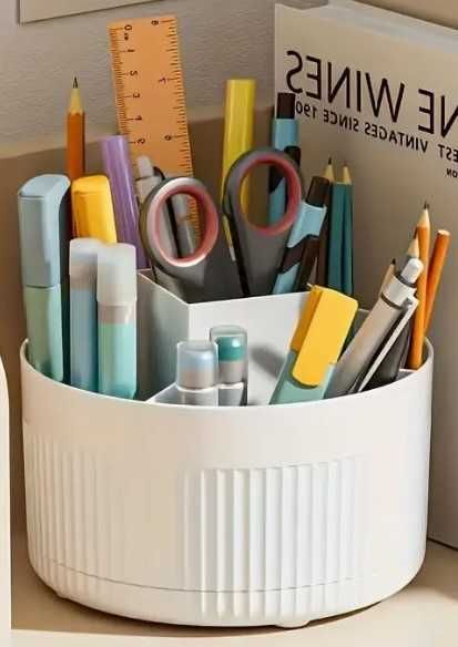 Organizador Giratório Branco para Maquilhagem/Escritório