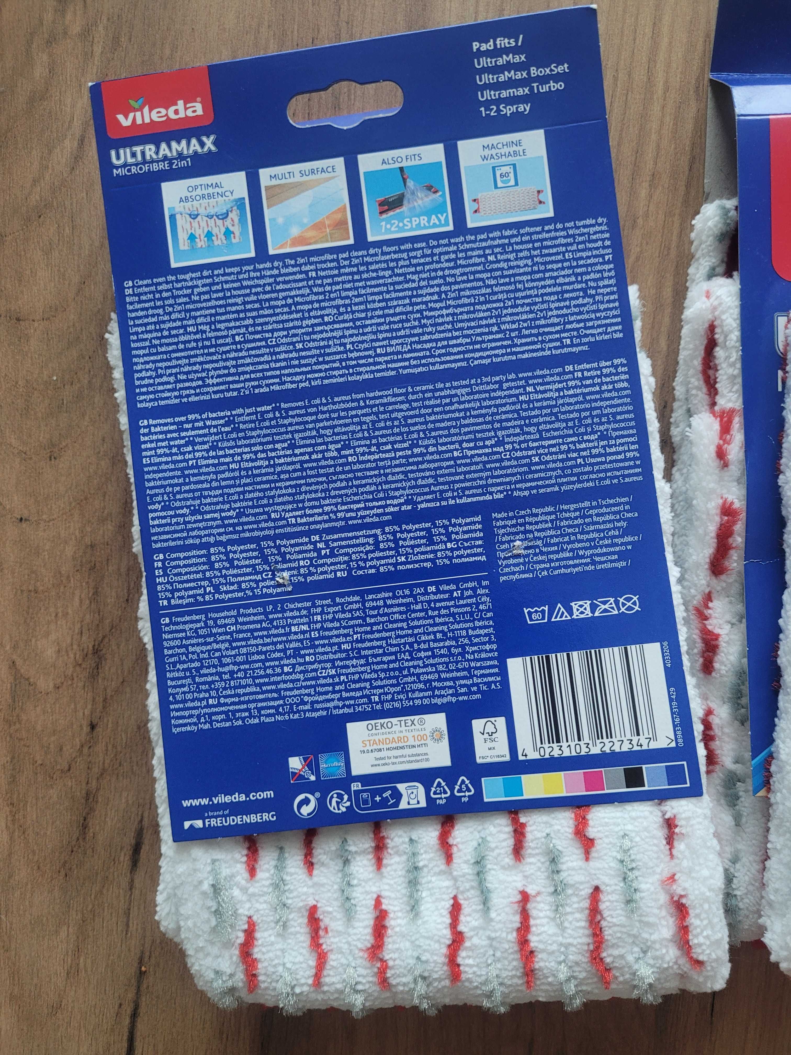 NOWY zestaw 5 wkładów do mopa Vileda Ultramax pad mop 2in1 Microfibre