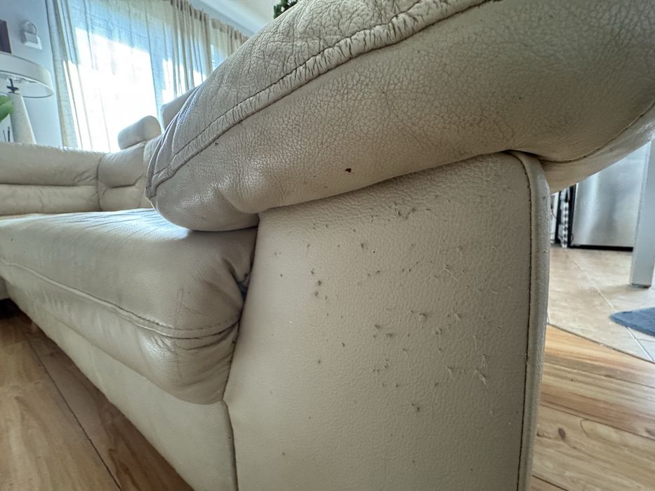 Sofa narożnik z funkcją spania i dwiema pufami