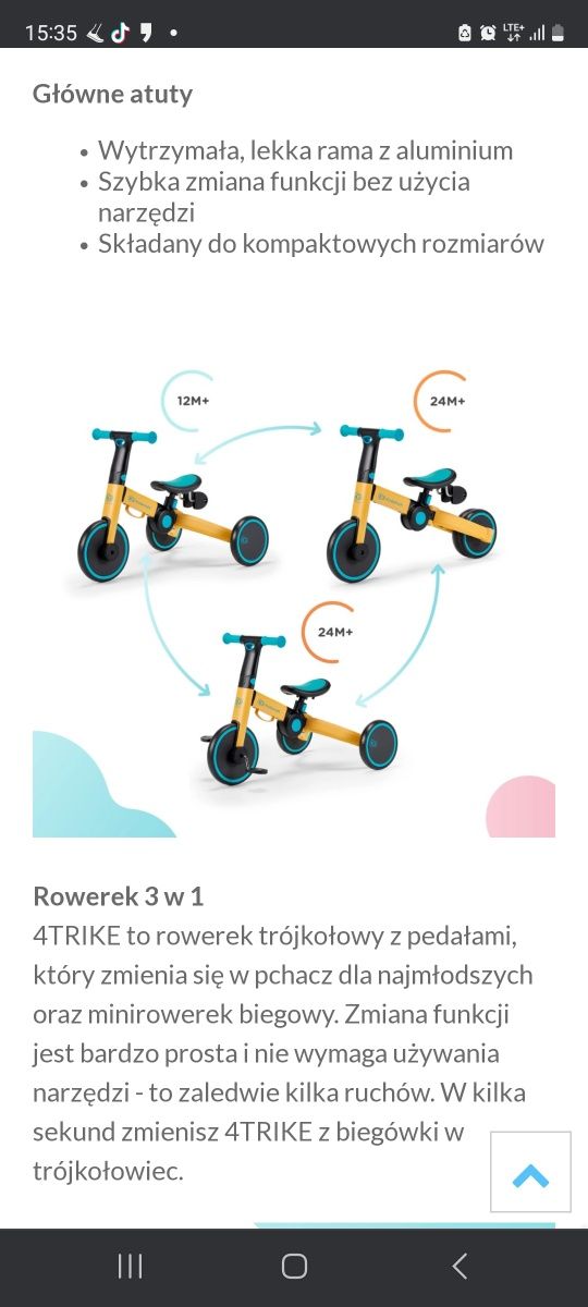 Rowerek 3w1 kinderkraft