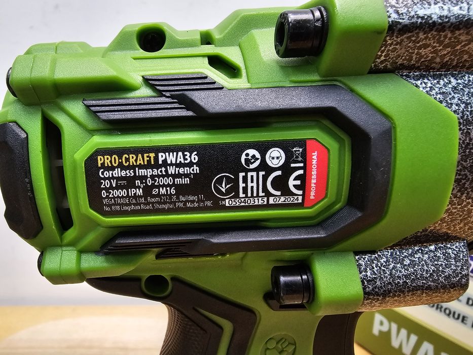 850Hm 1/2 Гайковерт ударный Бесщеточный ProCraft PWA36 +4.0Ah акб+Кейс