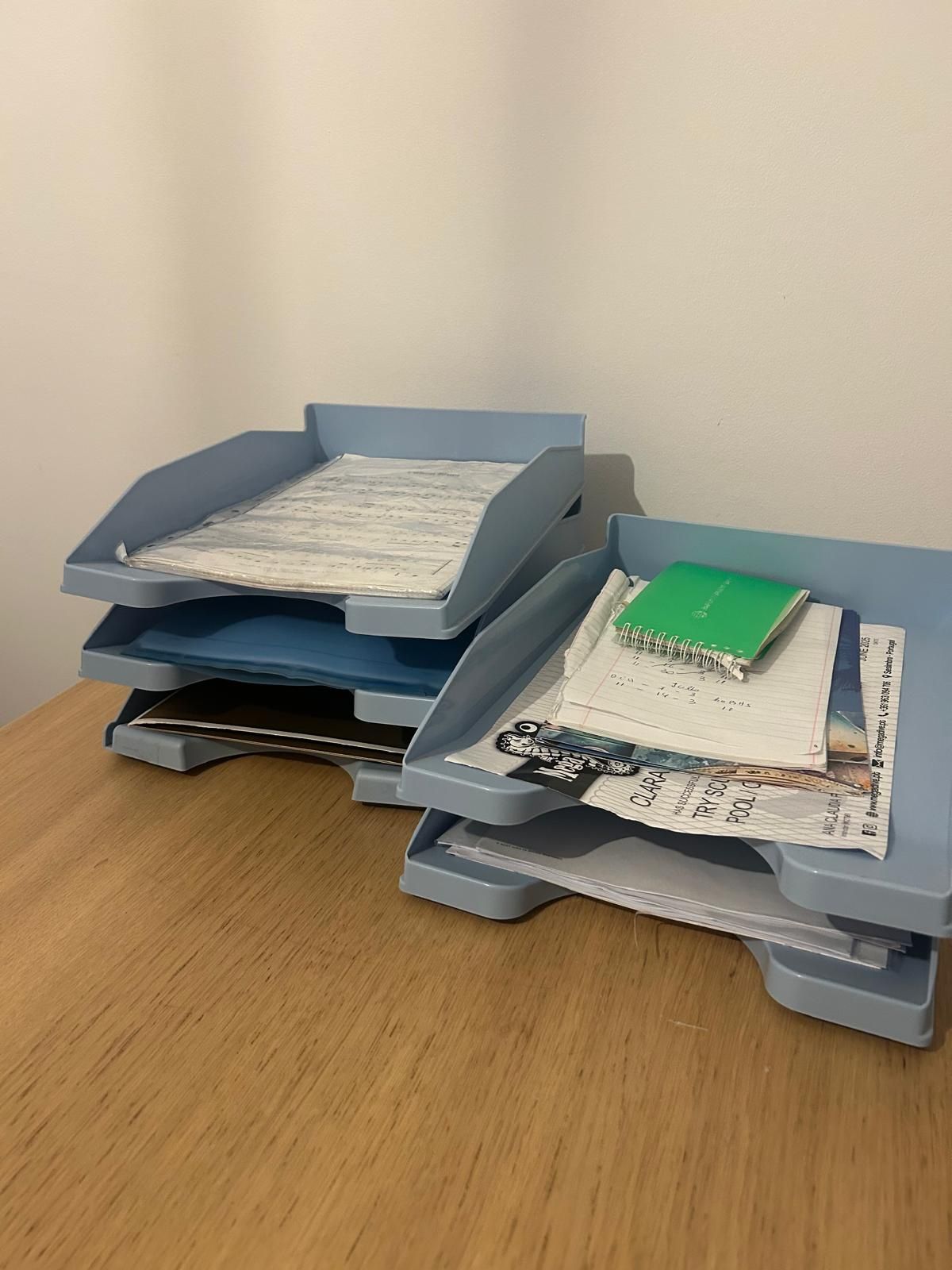 Conjunto de 5 Bandejas Empilháveis para Papel – Azul