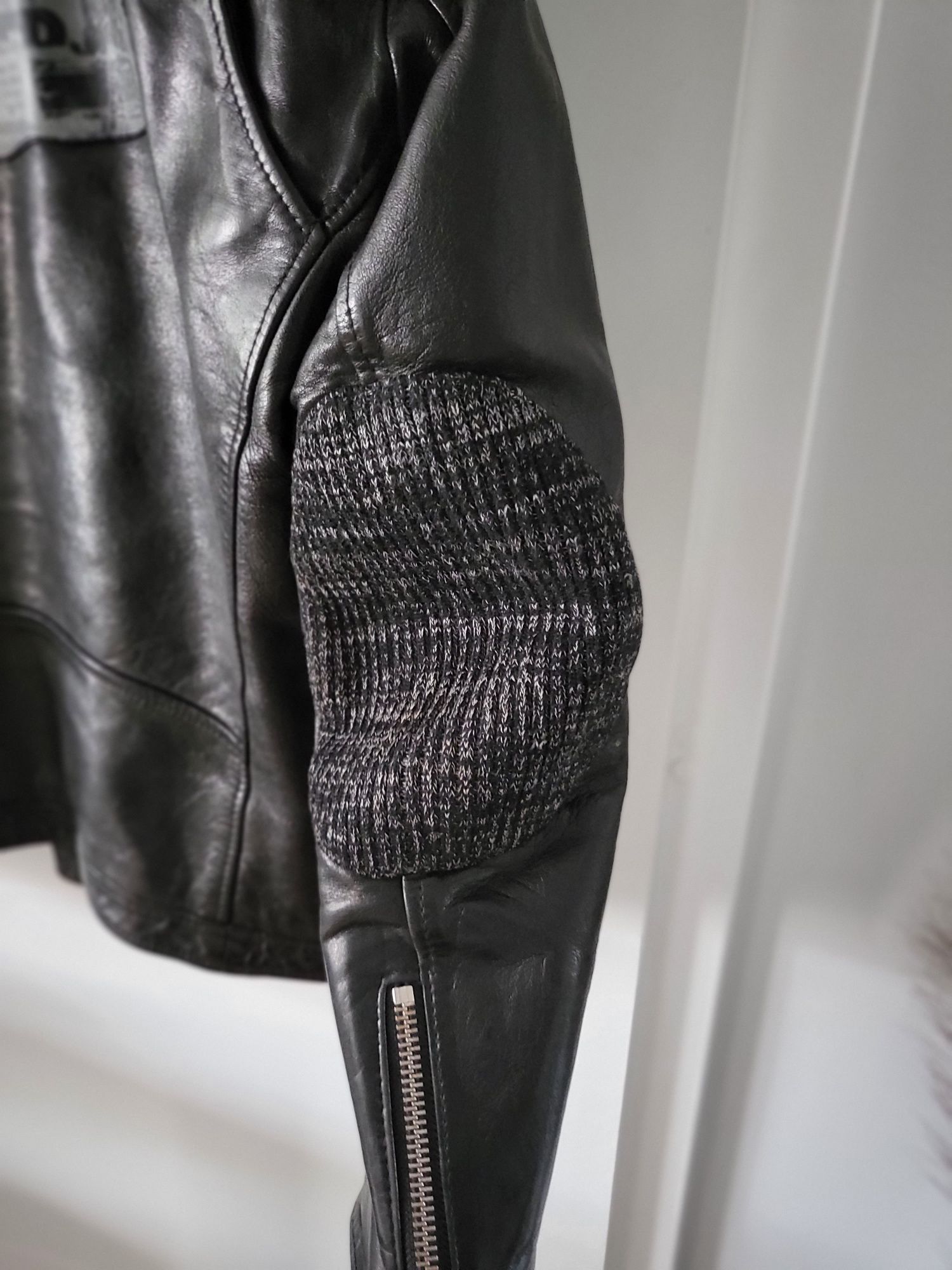 Kurtka skórzana ramoneska HUGO BOSS roz.48/50 czarna Biker jacket