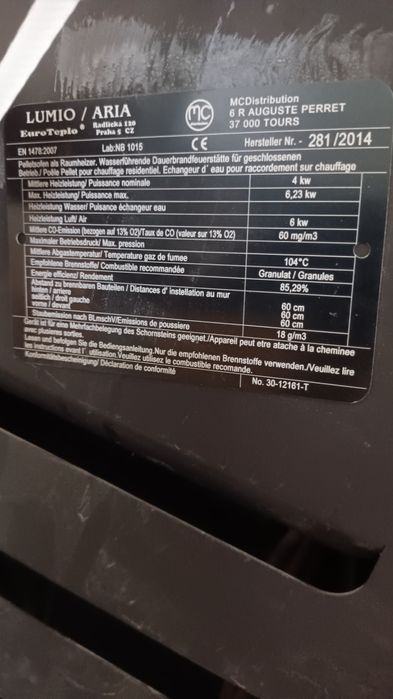 Nowy Piec kominek koza na pellet nadmuchowy Lumio