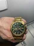Złoty zegarek zielona tarcza Festina męski unisex